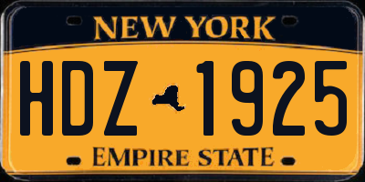 NY license plate HDZ1925