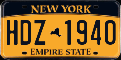 NY license plate HDZ1940