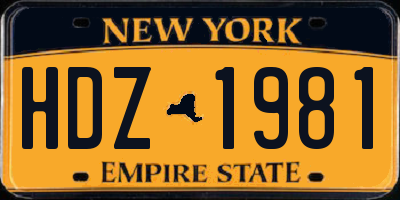 NY license plate HDZ1981