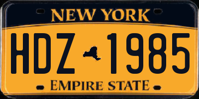 NY license plate HDZ1985