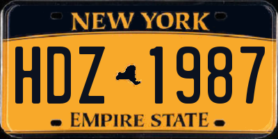 NY license plate HDZ1987