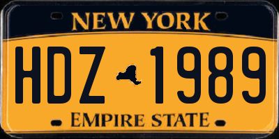 NY license plate HDZ1989