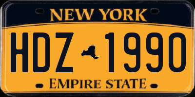 NY license plate HDZ1990