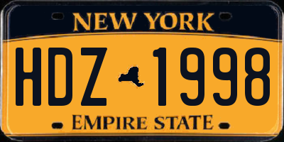 NY license plate HDZ1998