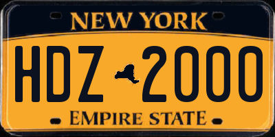 NY license plate HDZ2000