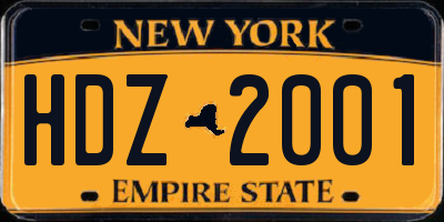 NY license plate HDZ2001