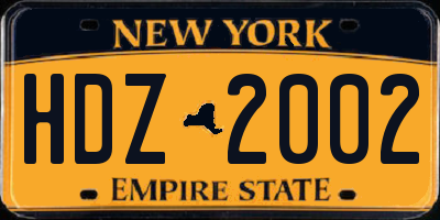 NY license plate HDZ2002