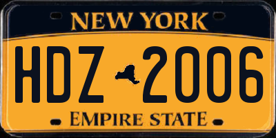 NY license plate HDZ2006