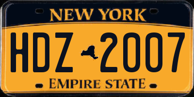 NY license plate HDZ2007