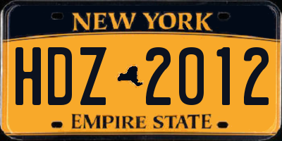 NY license plate HDZ2012