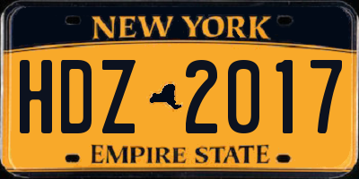 NY license plate HDZ2017