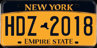 NY license plate HDZ2018
