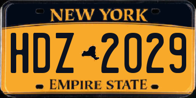 NY license plate HDZ2029
