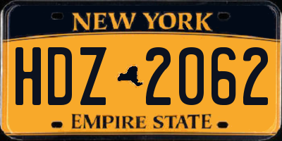 NY license plate HDZ2062