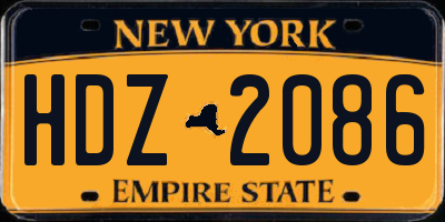 NY license plate HDZ2086