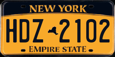 NY license plate HDZ2102