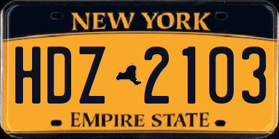 NY license plate HDZ2103