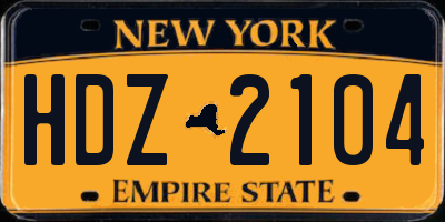 NY license plate HDZ2104
