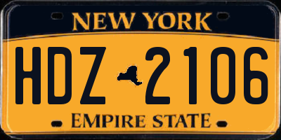 NY license plate HDZ2106