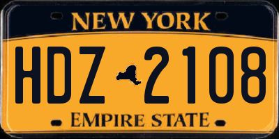 NY license plate HDZ2108
