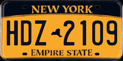 NY license plate HDZ2109