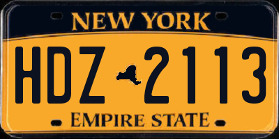NY license plate HDZ2113