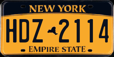 NY license plate HDZ2114
