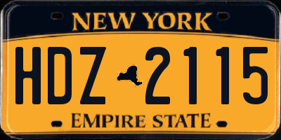 NY license plate HDZ2115