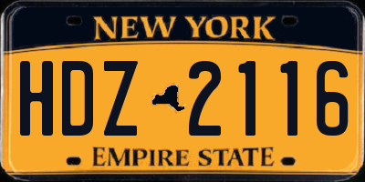 NY license plate HDZ2116
