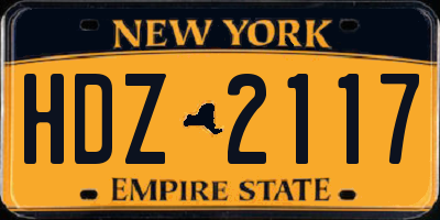 NY license plate HDZ2117