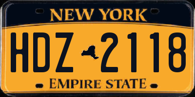 NY license plate HDZ2118