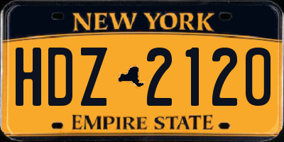 NY license plate HDZ2120
