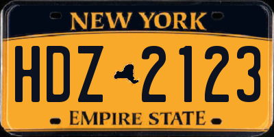 NY license plate HDZ2123