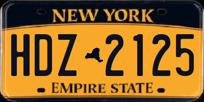 NY license plate HDZ2125