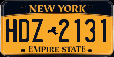 NY license plate HDZ2131