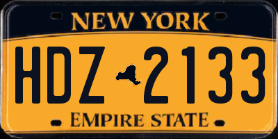 NY license plate HDZ2133