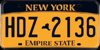 NY license plate HDZ2136