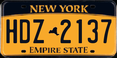 NY license plate HDZ2137