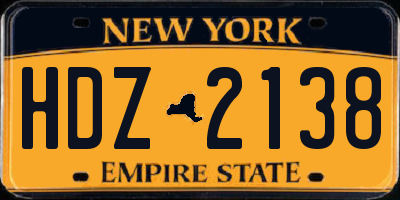 NY license plate HDZ2138