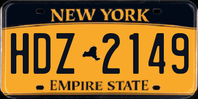 NY license plate HDZ2149