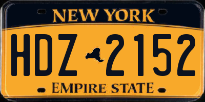 NY license plate HDZ2152