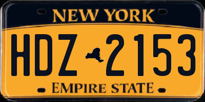 NY license plate HDZ2153