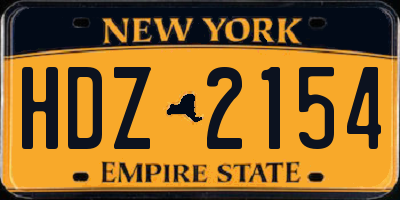NY license plate HDZ2154