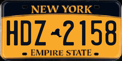 NY license plate HDZ2158