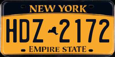 NY license plate HDZ2172