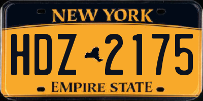 NY license plate HDZ2175