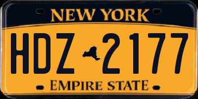 NY license plate HDZ2177