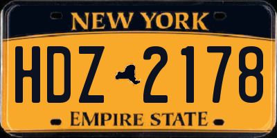 NY license plate HDZ2178