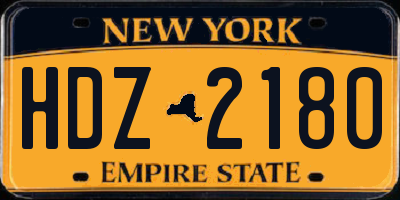 NY license plate HDZ2180