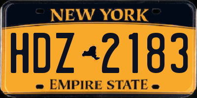 NY license plate HDZ2183